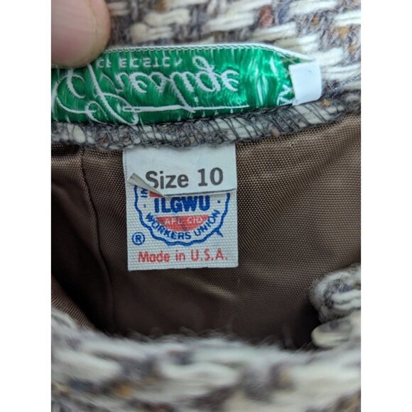 VTG Prestige of Boston Herringbone Wool Tweed Pencil Skirt Union Label Size 10 - Picture 6 of 7